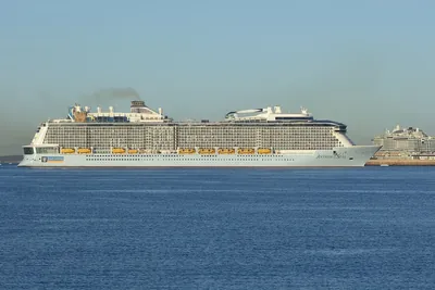 Cruiseschip voor de kust